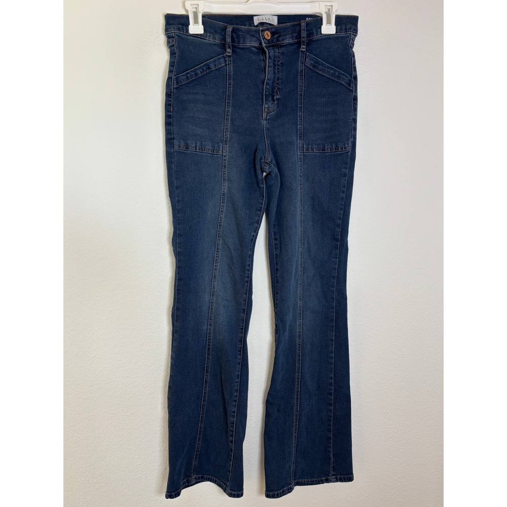 Nicole Miller New York Soho High Rise Flare Jeans Dark Wash Blue Size 10